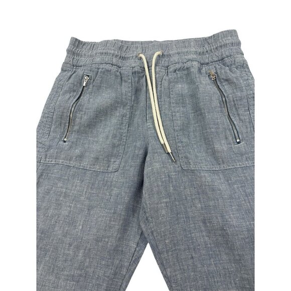 Athleta Cabo Linen Jogger Pants Womens Size 4 Chambray Blue Zip Pockets - Picture 4 of 6